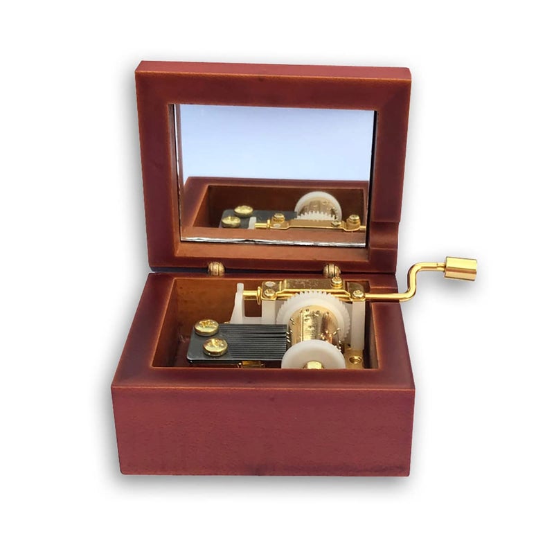 BinkeGG Brown Wooden Hand Crank Music Box with Sankyo Musical Mechanism Tune: What a Wonderful World - Image 2